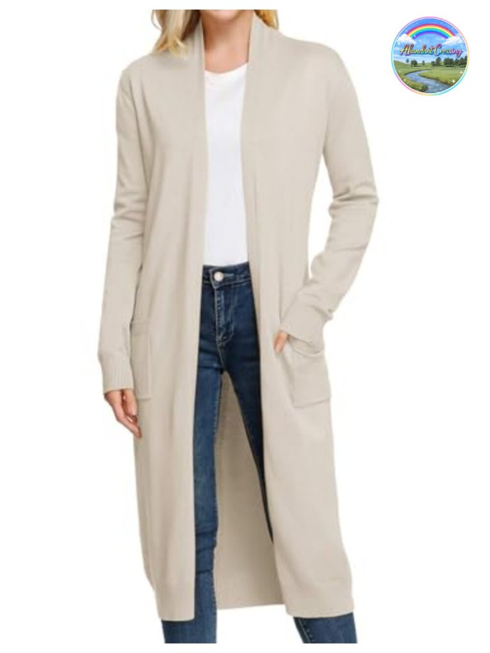 Long Open Front Maxi Knit Cardigan Sweater with Pockets